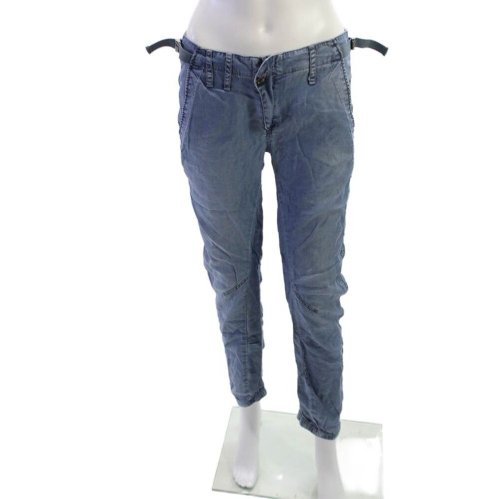 G Star Raw Unisex Cropped Pants Blue Lyocell Army Buckle Size 26